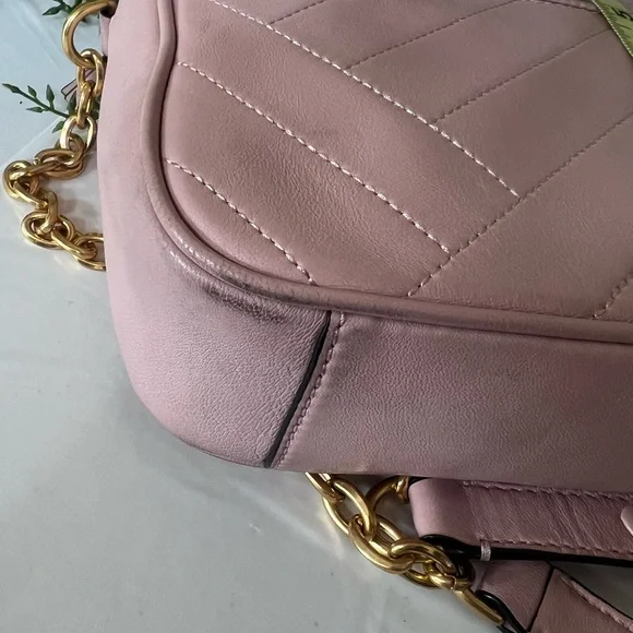 Tory Burch Pink and Gold Quilted Crossbody Bag - Picture 5 of 8